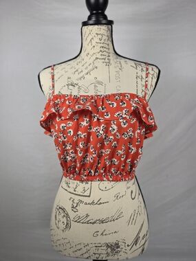 Urban Renewal Daisy Ruffle Crop Top - Vintage Fabric - Small